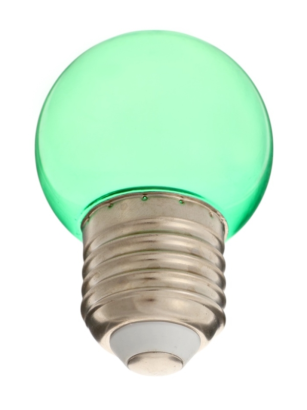 Лампа светодиодная, G45, Е27, 1.5 Вт, для белт-лайта, прозрачная, зеленая, набор 10 шт