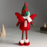 Кукла интерьерная "Ангелочек в красном наряде, клетчатый колпак" 16х7х40 см