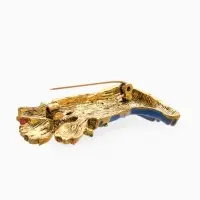 Брошь "Цветы Тюльпанов в Сапогах", цветная в чернёном золоте