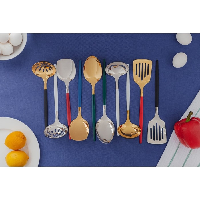 Шумовка из нержавеющей стали &laquo;Прайм&raquo;, h=38,5 см, цвет металла золотой