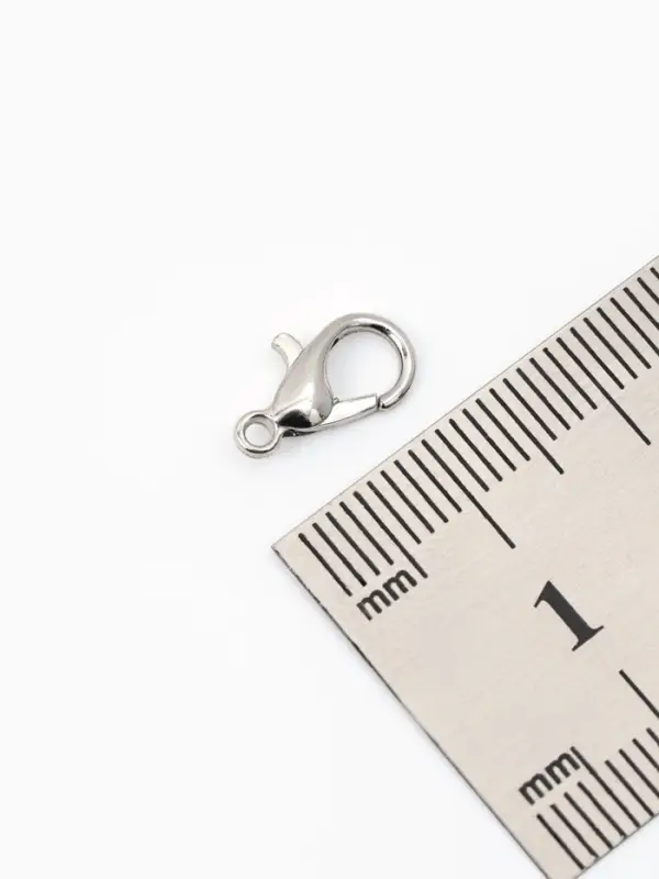 Замок карабин, 12&times;7 мм, набор 55 шт. цвет серебро