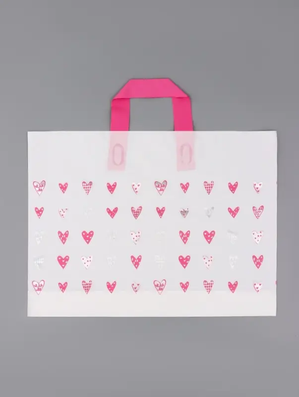 Пакет с петлевой ручкой "Сердечки" 40 х 30 х 8 см  80 мкм