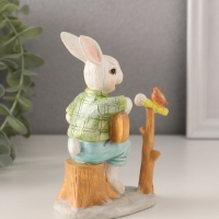 Сувенир полистоун "Зайчик играет на гитаре для птички" 8,5х6,5х12 см