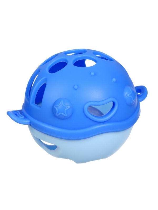 Прорезыватель силиконовый для зубов с погремушкой Крошка Я &laquo;Рыбка&raquo;, в кейсе, синий