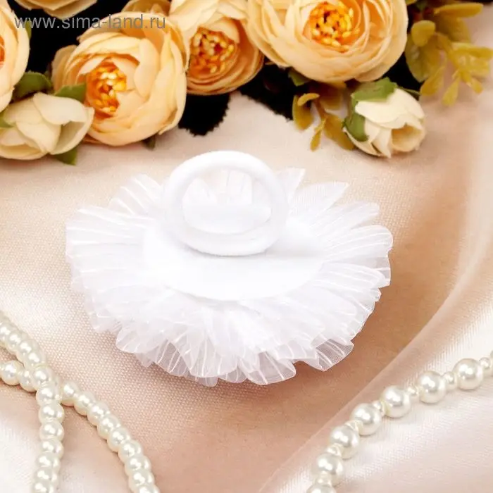 Резинка для волос бант &laquo;Школьница&raquo;, полосатик, d=7 см, белая