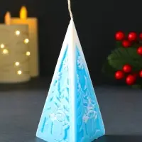 Свеча новогодняя пирамида "Снеговик"12х6,5мм, голубой