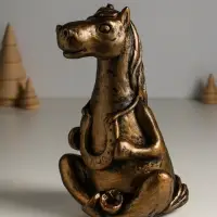 Копилка "Лошадь с подковой" 14х15х24 см, бронза