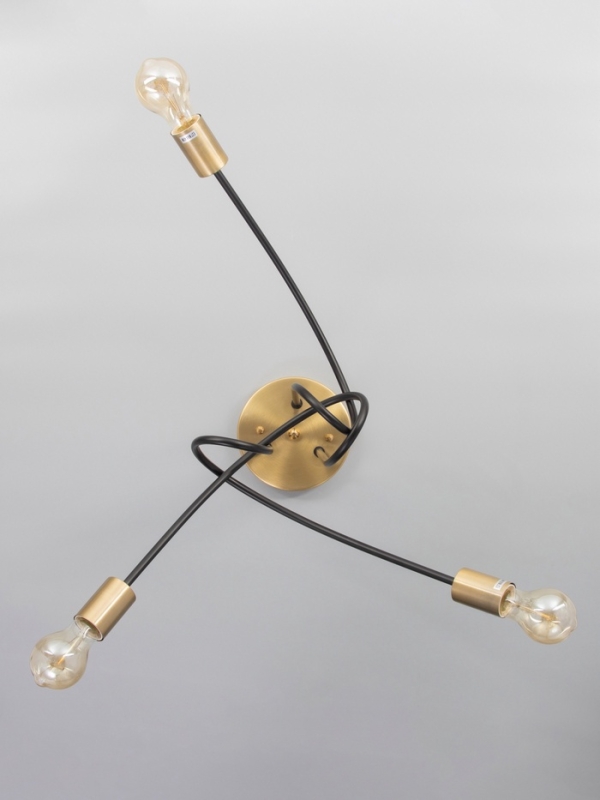 Люстра "Узел" 3х40Вт Е27 черный/латунь 52х52х36см