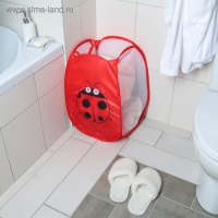 Корзина для игрушек Доляна &laquo;Божья коровка&raquo;, складная, 32&times;32&times;52 см, цвет красный