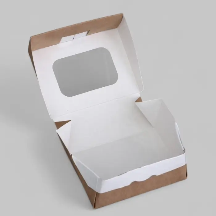 Коробка складная, с окном, крафтовая, 9&times;7&times;4 см