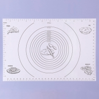 Коврик для выпечки и раскатки теста с разметкой, армированный &laquo;Эрме&raquo;, силикон, 59,5&times;40 см, белый