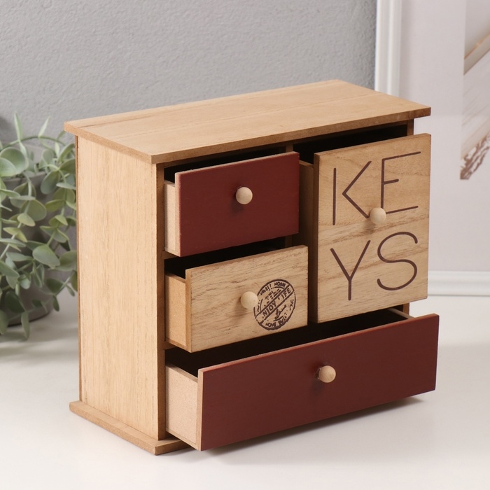 Шкатулка дерево 4 ящика "KEYS" 23,4х10х21 см
