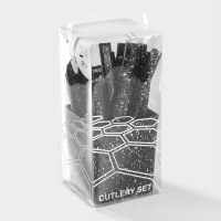 Столовые приборы из нержавеющей стали на подставке &laquo;Мрамор чёрный&raquo;, 24 предмета, толщина 1,2 мм