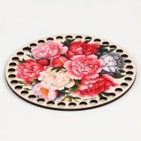 Донышки для вязания 2 в 1 &laquo;Пионы&raquo;, круг 15 см, хдф 3 мм