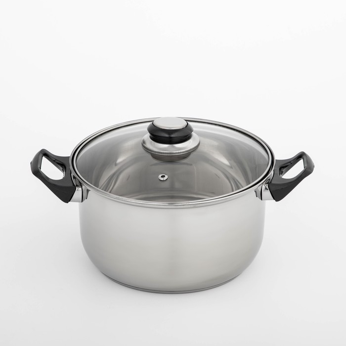 Кастрюля из нержавеющей стали Доляна &laquo;Чёрная ночь&raquo;, 3 л, с крышкой