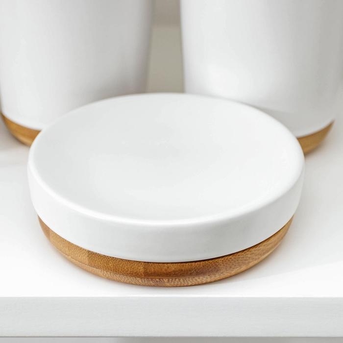 Набор аксессуаров для ванной комнаты &laquo;Эко&raquo;, 4 предмета (мыльница, дозатор для мыла, 2 стакана), цвет белый