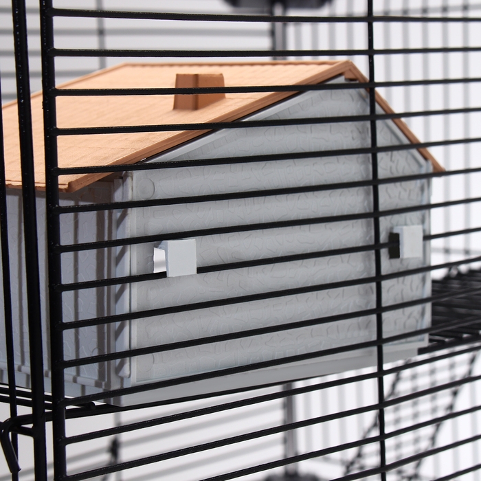 Клетка для грызунов "Пижон" №11, 4 этажа, разборная, 42 х 30 х 65 см (+2 домика,2 колеса,миска), беж