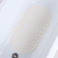 Коврик противоскользящий в ванну на присосках Доляна &laquo;Прибрежье&raquo;, 38&times;68 см, цвет белый