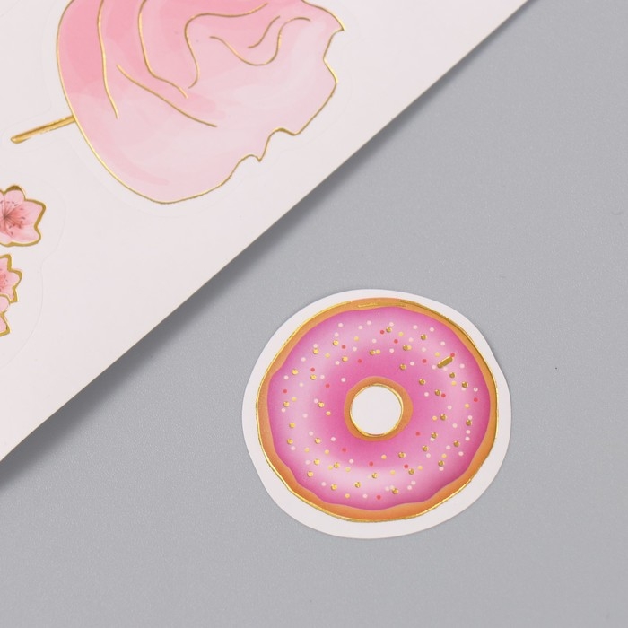 Фотоальбом 25 листов (наклейки+кольца) "Сладости. Нежность" тиснение золото 19х27х3 см