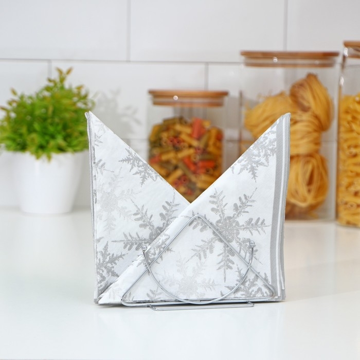 Салфетница Доляна &laquo;Полумесяц&raquo;, 13,5&times;6&times;7,5 см, цвет серебряный