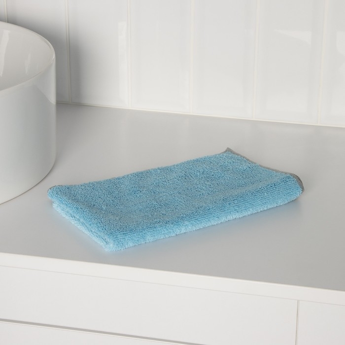 Тряпка для пола Raccoon, 250 г/м&sup2;, 50&times;30 см, микрофибра, с оверлоком, 1 шт, цвет голубой