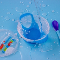 Набор для кормления &laquo;Наш любимый сыночек&raquo;, 3 предмета: миска 350 мл на присоске, крышка, ложка, цвет голубой