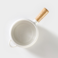 Супница фарфоровая с ручкой на бамбуковой подставке BellaTenero, 400 мл, 20,5&times;11,5&times;6,5 см, цвет белый