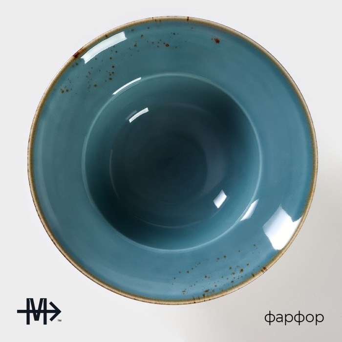 Тарелка фарфоровая для пасты Magistro &laquo;Церера&raquo;, 400 мл, d=19,5 см, цвет голубой