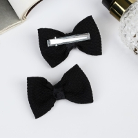 Зажим для волос "Школьница" (набор 2 шт) текстура, 6 см, чёрный