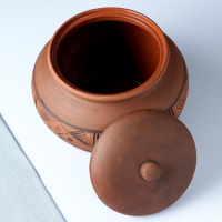 Жаровня Кунгурская керамика &laquo;Орнамент&raquo;, 7 л, с прорезью, молочение, коричневая