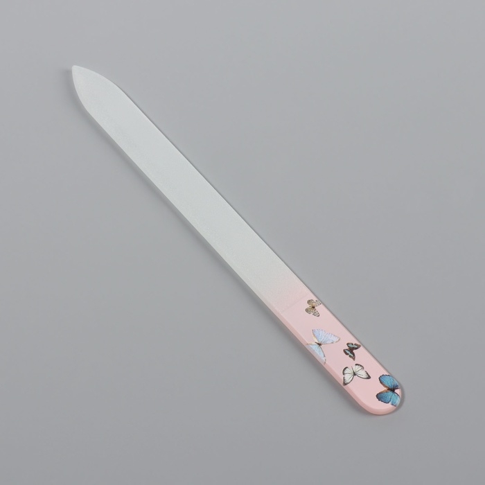 Пилка стеклянная для ногтей &laquo;Бабочки&raquo;, 14 см, в чехле, цвет МИКС