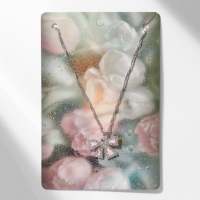 Кулон &laquo;Бант&raquo; романтика, цвет бело-розовый в серебре, 40 см