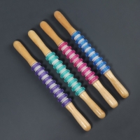 Массажёр &laquo;Скалка&raquo;, универсальный, 37,5 &times; 4 см, 9 колёс с шипами, цвет МИКС