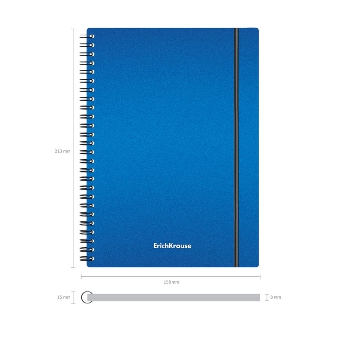 Тетрадь на спирали, 80 листов в клетку, ErichKrause Ice Metallic, пластиковая обложка, на резинке, блок офсет 100% белизна, МИКС
