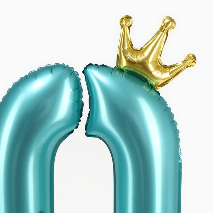 Шар фольгированный 42" &laquo;Цифра 0 с короной&raquo; на подставке, цвет голубой