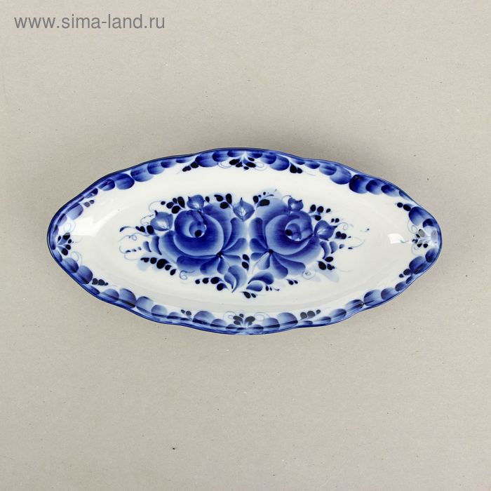 Селедочница &laquo;Рыбка&raquo;, блюдо фарфор, гжель,28.5&times;13.5&times;4 см