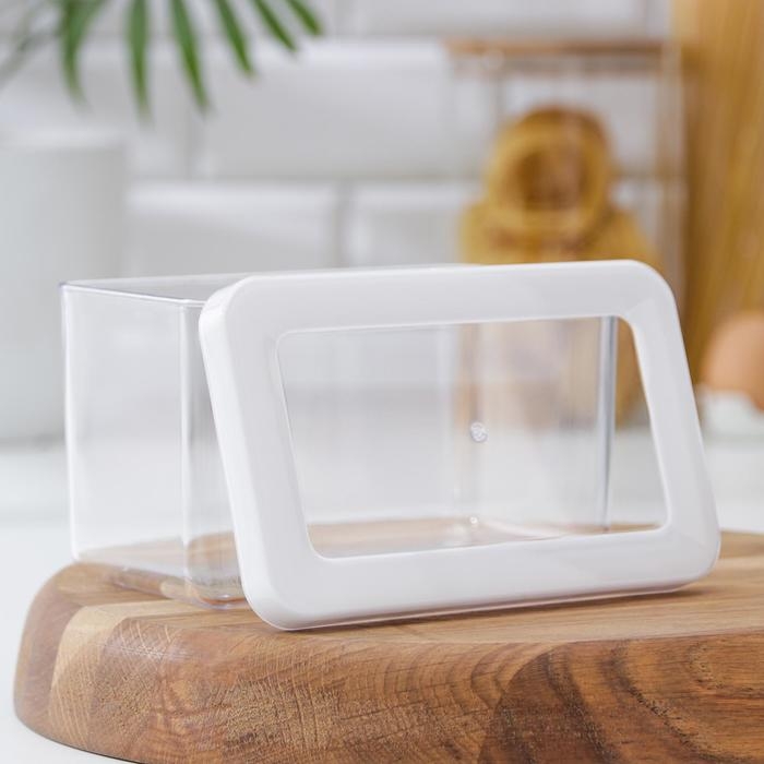 Контейнер для сыпучих продуктов &laquo;Степ&raquo;, 1.1 л, 16&times;10&times;9.5 см, цвет белый