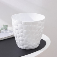 Горшок для цветов с поддоном &laquo;Камешки&raquo;, 3 л, пластик, белый