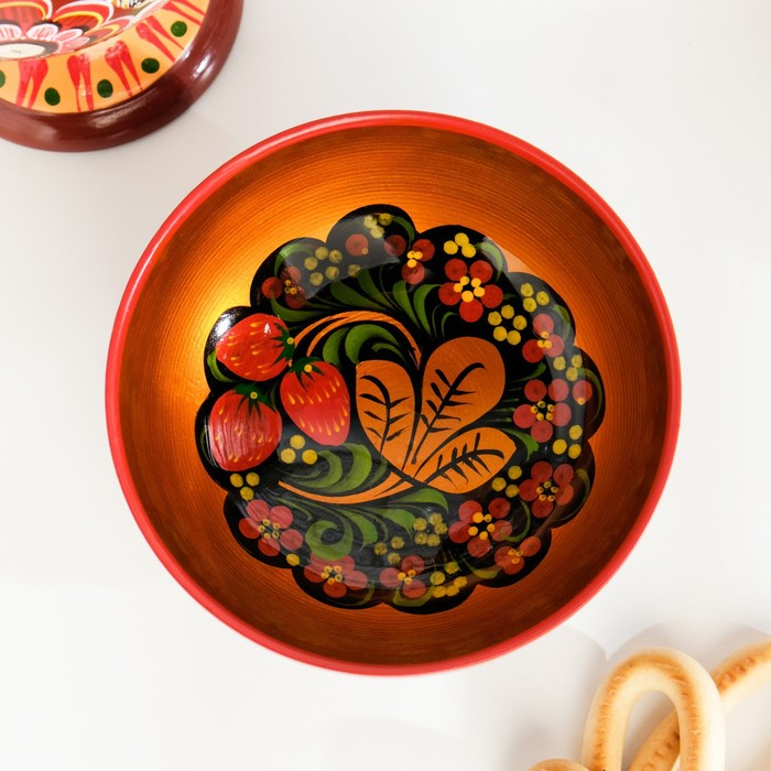 Салатник, средний, 14&times;7,5 см, хохлома