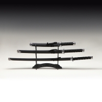 Сув. изделие катаны 3в1 на подставке, ножны кожзам,  черная 47/70/89см