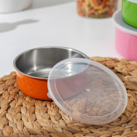 Набор салатников из нержавеющей стали &laquo;Радуга&raquo;, 5 шт: d=18/16/14/12/10 см, с крышками, МИКС