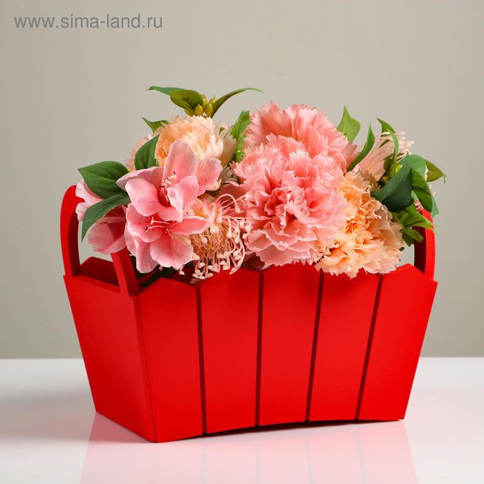 Кашпо деревянное 27&times;18&times;19 см "Мария", ручки боковые, МДФ, красное