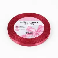 Лента атласная, 6 мм, 23&plusmn;1 м, малиново-красная №134