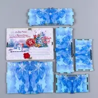 Шкатулка-ящик  самосборный малый "Дед мороз и елка", 20х13,6х8 см