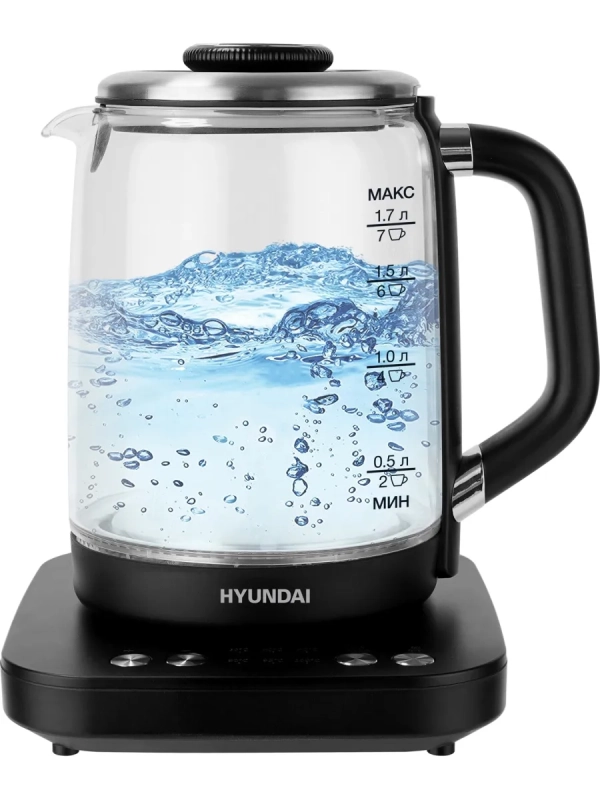 Чайник HYK-G5506 черный-серебристый, 1.7л, мощность 2200Вт