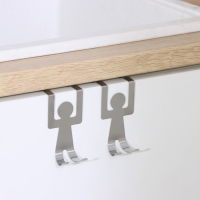 Вешалка на дверь &laquo;Человечки&raquo;, на два крючка, 8&times;3&times;4.5 см, хром