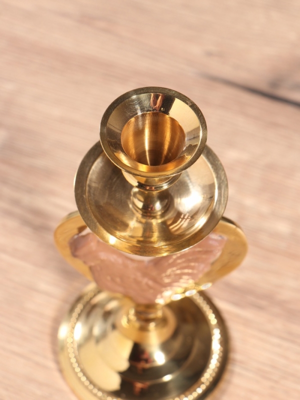 Подсвечник на 1 свечу "Петушок в сердце" латунь, коричневый с золотом 7х8х16,5 см