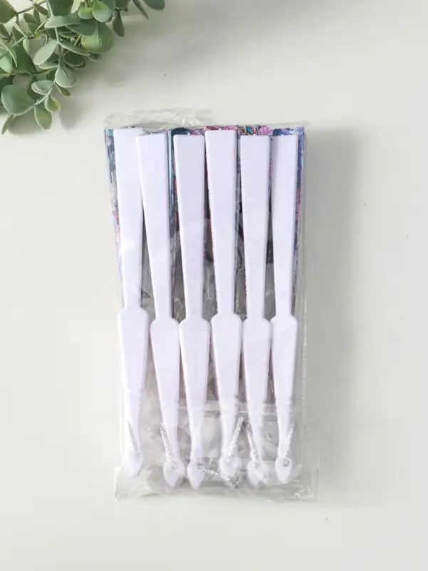 Веер пластик, текстиль "Котики. Цветочная абстракция" МИКС широкие лопасти 23 см