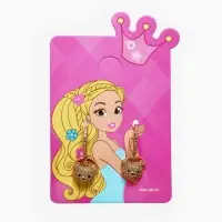 Серьги детские &laquo;Выбражулька. Мишка в стразах&raquo;, 0.5&times;2.2 см, белые в золоте