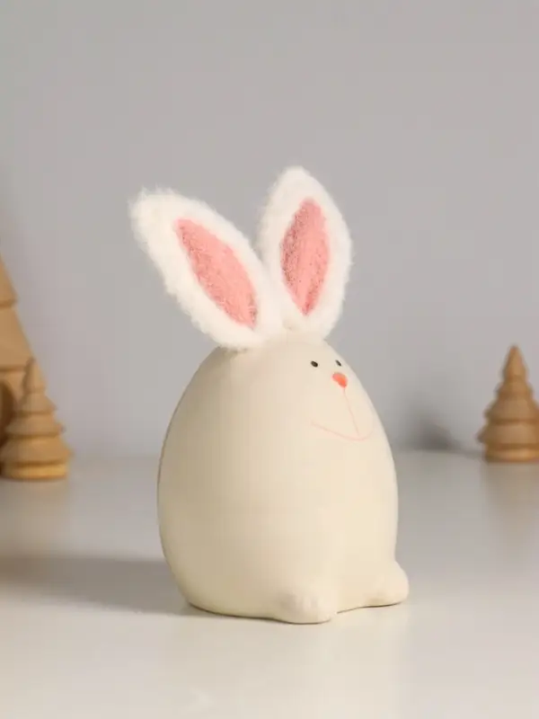 Сувенир керамика, текстиль "Зайчик в форме яйца" белый 7,2х7,2х12,5 см